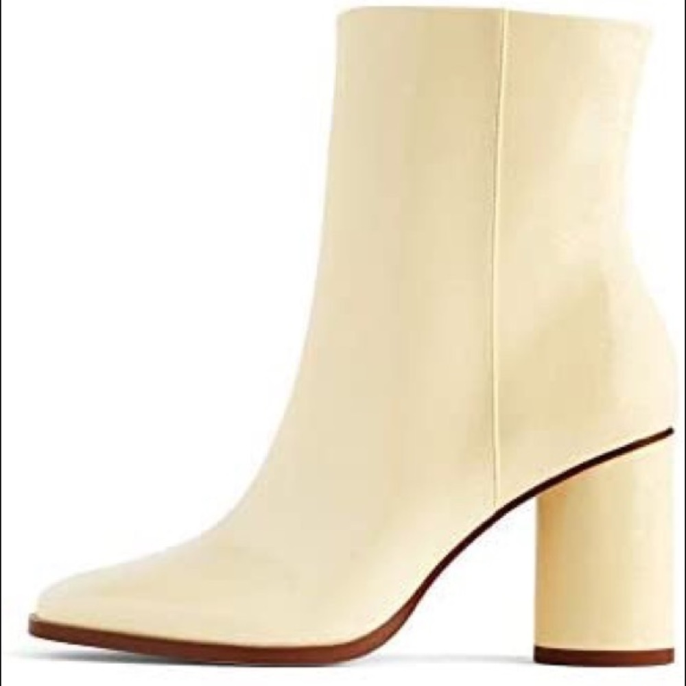 Zara Ivory Faux Leather Heeled Boot